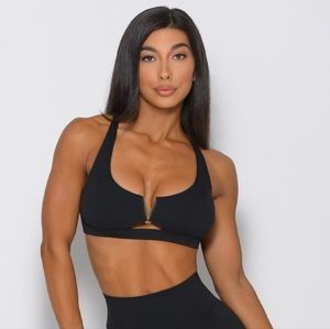 Bombshell Sportswear Black Knockout Sports Bra Size Small